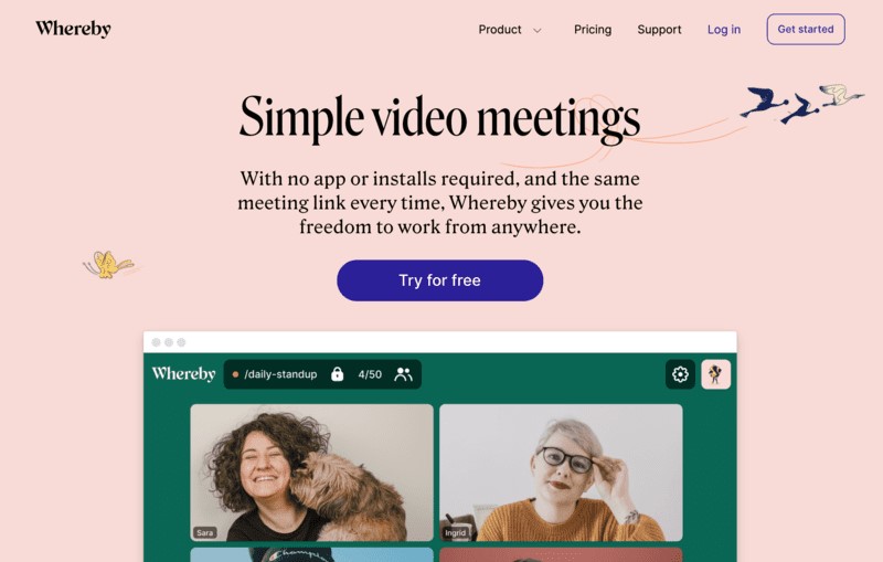 Wherebyのスクリーンショット
